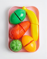 Kids Pretend Play Kitchen Set – Mini Fridge & Cutting Fruits Set