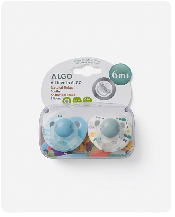 ALGO Natural Relax Silicone Soother Pacifier – 2pcs (6M+)