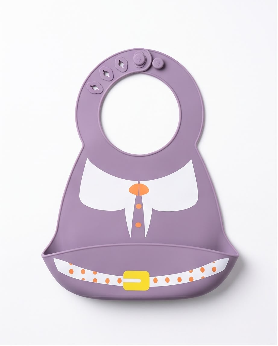 Silicone Baby Bib with Food Catcher – Adjustable Waterproof Feeding Bib