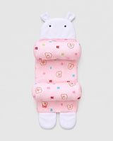 Baby Head & Body Support Cushion – Soft Padded Infant Support Pillow (Pink Bear Print)