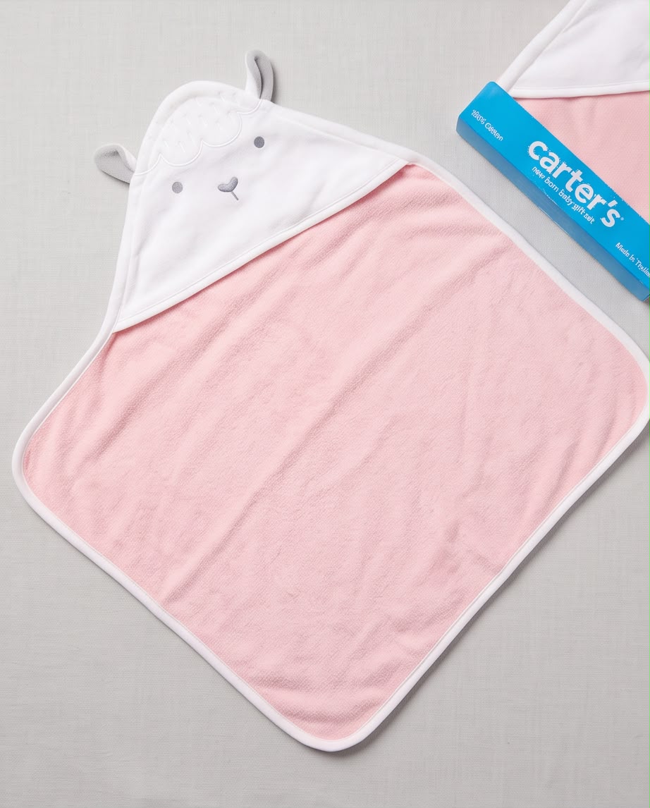Carter’s 100% Cotton Hooded Baby Bath Towel| Soft & Absorbent Newborn Towel | Made in Thailand