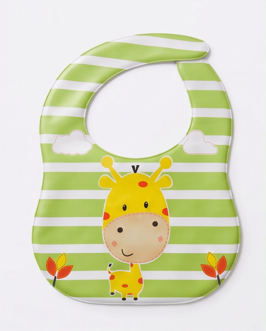 Portable Reusable Baby Bibs – Waterproof Plastic Front, Easy Clean