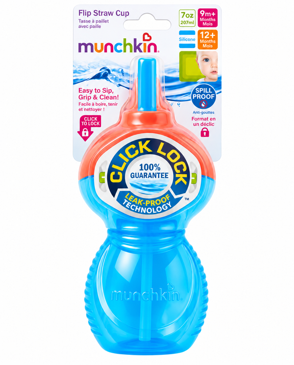 Munchkin Flip Straw Cup – 9oz (266ml) | Spill-Proof Sippy Cup for Toddlers